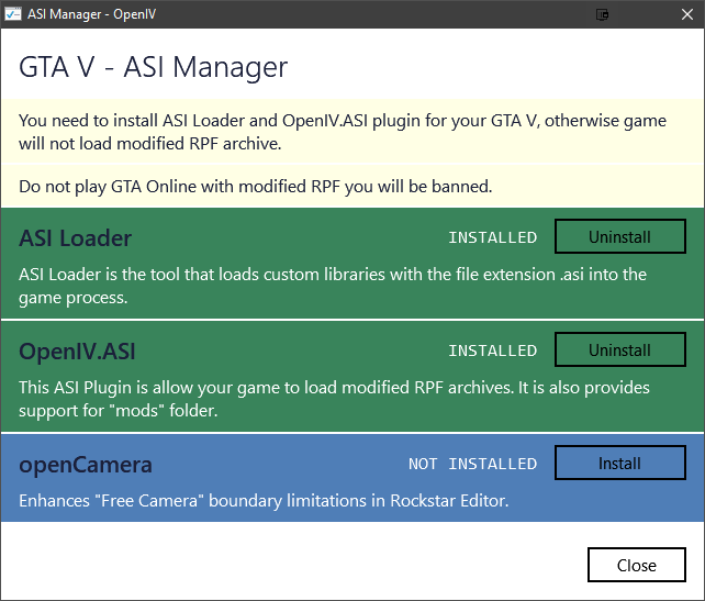 OpenIV ASI loader install