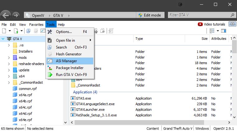 OpenIV ASI manager