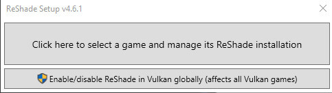 ReShade installer - select game